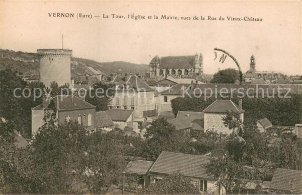 Vernon Eure Tour Eglise Mairie vues de la rue du vi