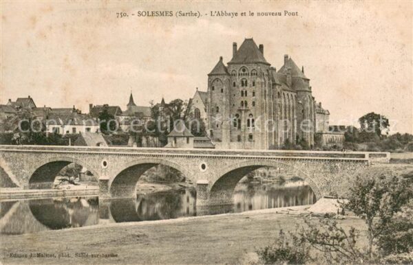Solesmes Sarthe Abbaye et Pont