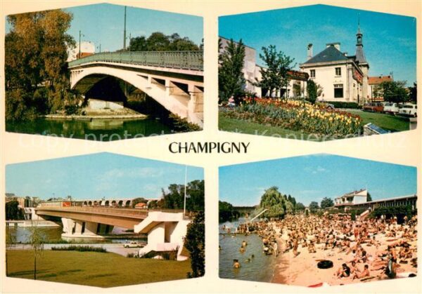 Champigny 94 Pont sur la Marne Plage vue d_ensemble
