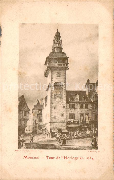 Moulins 03 Allier Tour de l_Horloge en 1834 Dessin Künstl