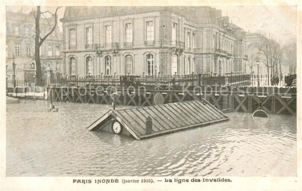Paris 75 inondé Janvier 1910 La ligne ds invalid