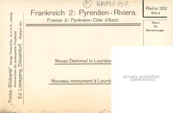 Lourdes Hautes Pyrenees Nouveau Monument neues Denkmal Trinks-B – Bild 2