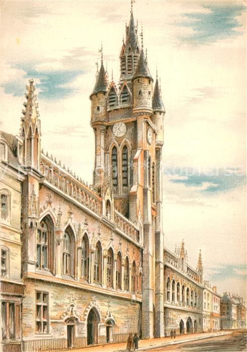 Douai 59 Le beffroi Dessin Künstlerkarte
