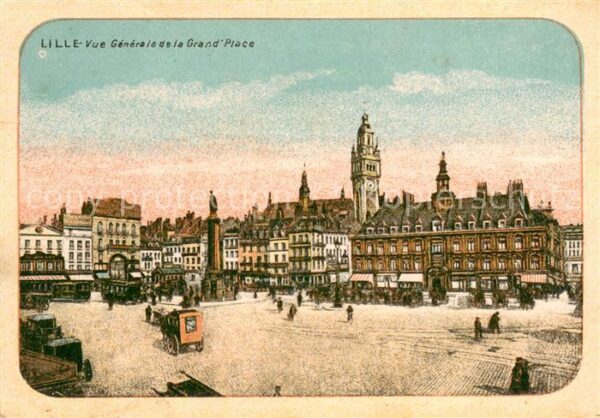 Lille Nord Vue Generale de la Grande Place Litho
