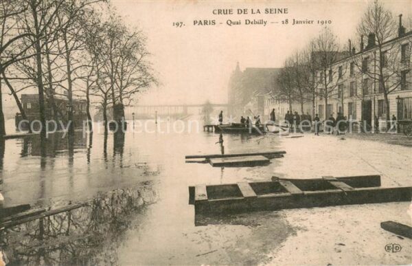 Paris 75 Crue de la Seine Quai Debilly Innondati