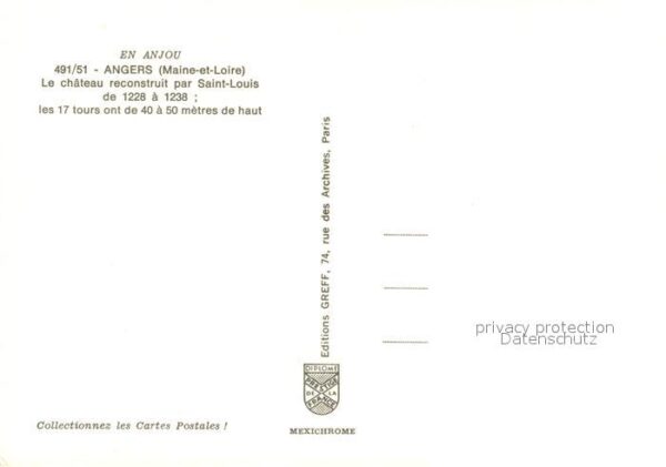 Angers 49 Le chateau Les 17 tours Vue aerienne – Bild 2