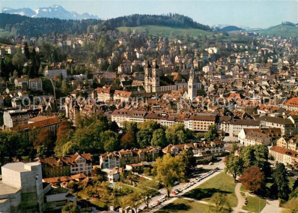 St Gallen SG Fliegeraufnahme mit Säntis im Vordergru