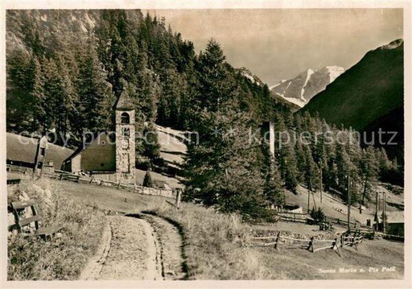 Piz Palue mit Kirche Santa Maria Alpen