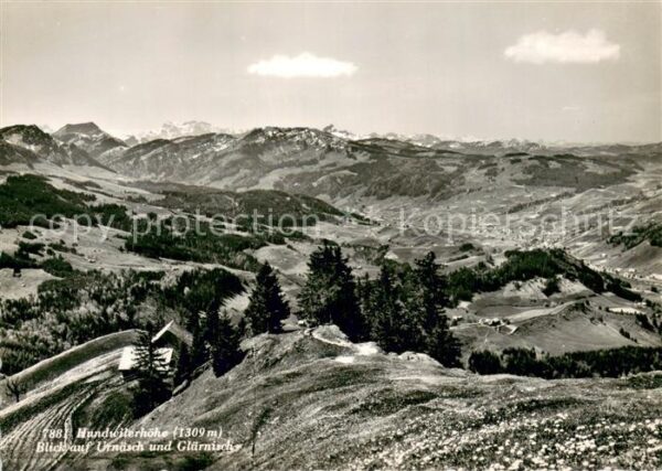 Hundwilerhoehe Panorama Blick auf Urnäsch und Glärnisc