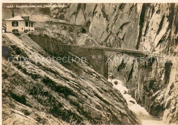 Goeschenen Goeschenen UR Teufelsbrücke mit Schöllenenbahn Schluc