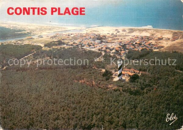 Contis Plage Forêt et le phare Sortie du Courant vue