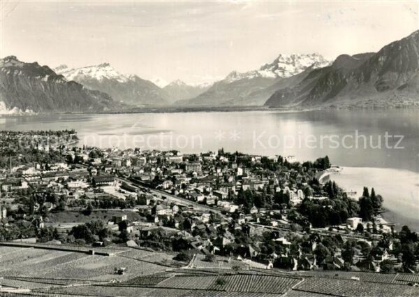 Vevey VD Panorama Genfersee Alpen