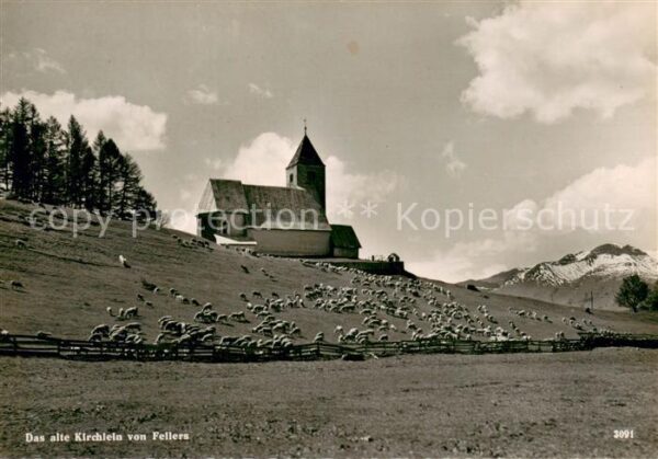 Fellers Falera GR Alte Kirche Schafherde Alpen