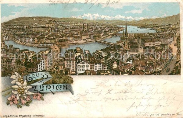 Zuerich ZH Panorama mit Limmat
