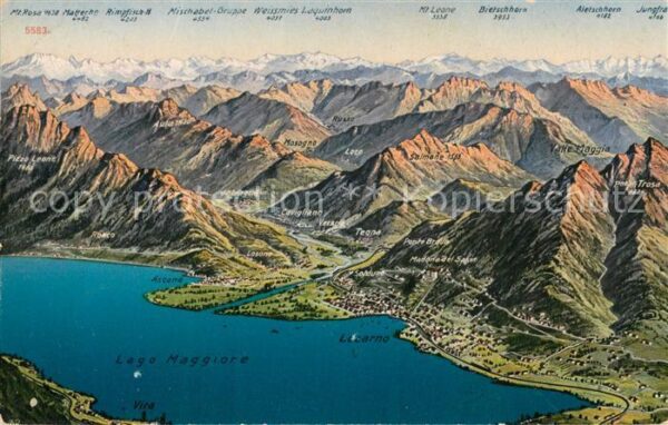 Locarno TI Panoramakarte mit Lago Maggiore Feldpos
