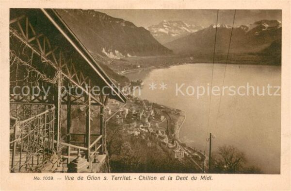 Territet Montreux VD Vue de Glion Chillon et la Dent du Midi