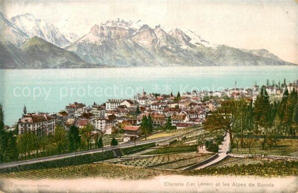 Clarens VD La Leman et les Alpes de Savoie