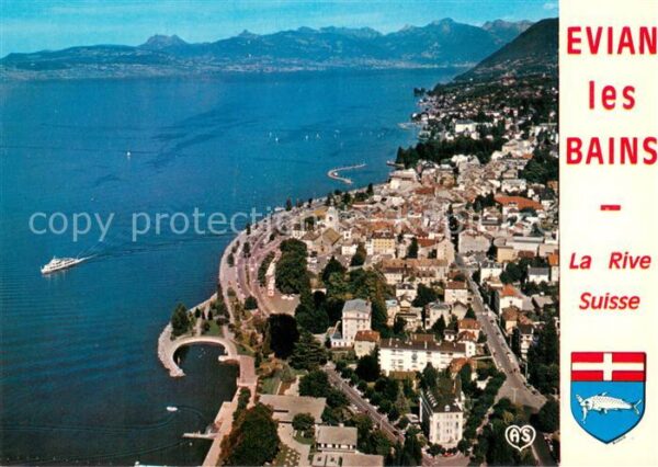 Evian-les-Bains 74 Vue aerienne Au fond la rive Suisse