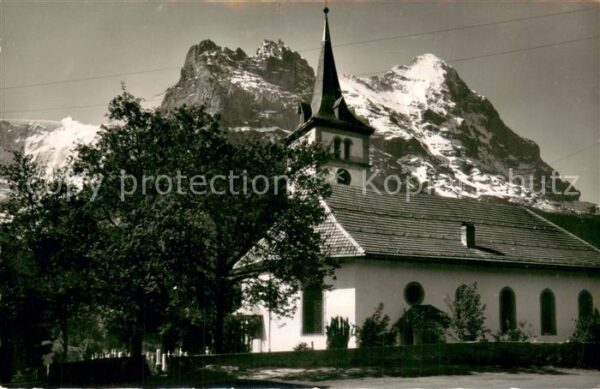 Grindelwald Kirche mit Hörnli und Eiger Berner Alpe