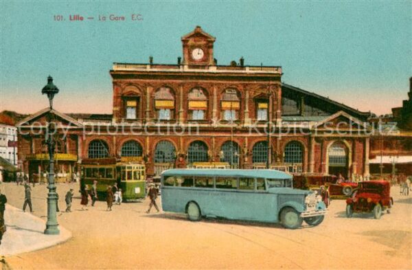 Lille 59 La Gare Bahnhof Bus Strassenbahn Automo
