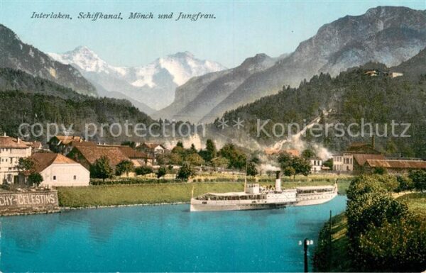 Interlaken BE Schiffkanal Dampfer Blick gegen Mönch u