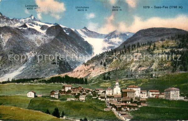 Saas-Fee mit Lenzspitze Ulrichshorn und Balfrin