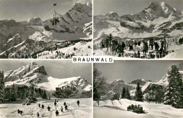 Braunwald GL Sessellift Panorama Skipiste