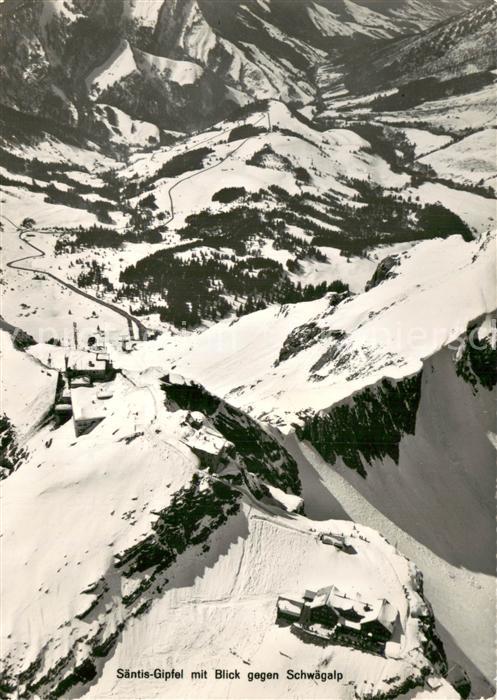 Saentis AR Säntis Gipfel mit Blick zur Schwägalp