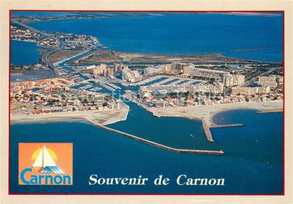 Carnon Plage Vue aerienne generale avec entree du po