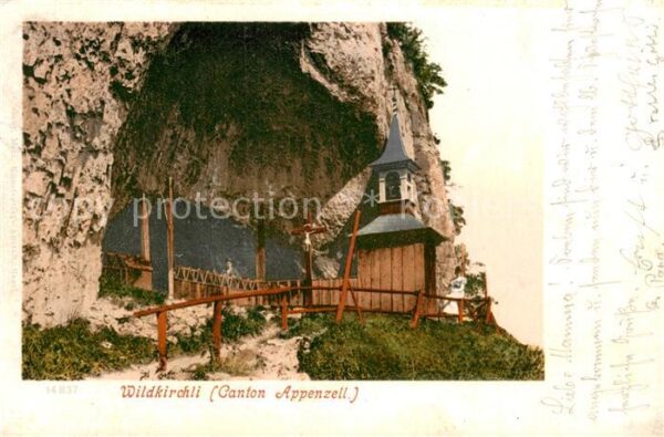 Wildkirchli Weissbad IR Höhleneingang Appenzeller Alpen