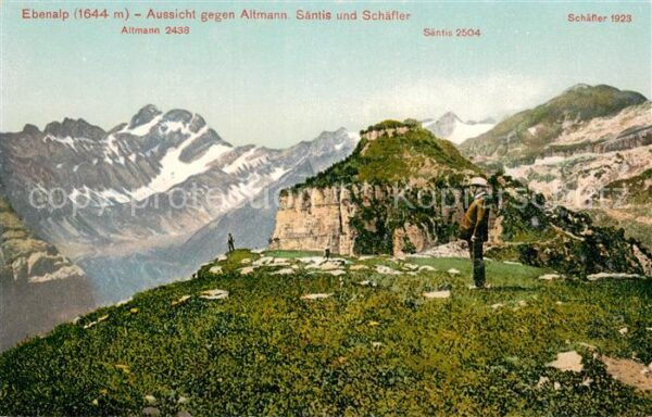 Ebenalp AI Aussicht gegen Altmann Säntis und Schäf