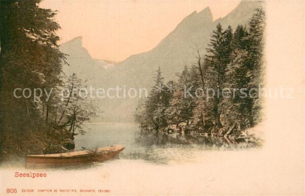 Seealpsee Saentis IR Uferpartie am See Appenzeller Alpen
