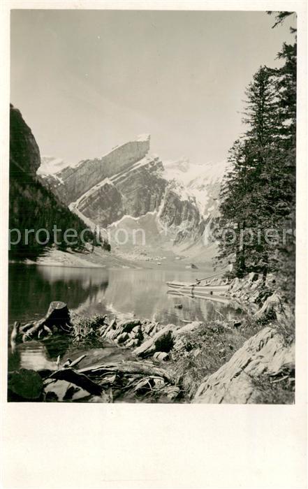 Seealpsee Saentis IR Uferpartie am See Appenzeller Alpen