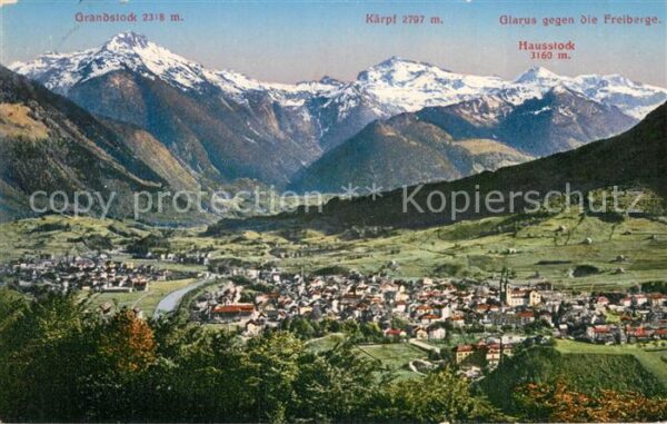 Glarus GL Panorama Blick gegen die Freiberge
