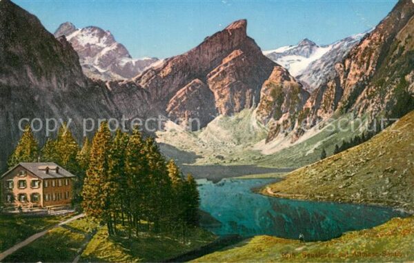 Seealpsee Saentis IR Berghotel am See mit Altmann und Säntis