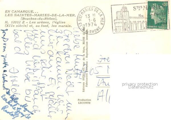 Les Saintes-Maries-de-la-Mer Les arènes Eglise et au fond les marais – Bild 2