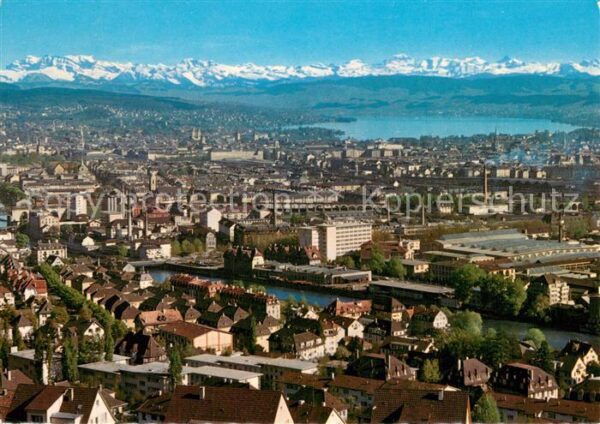 Zuerich ZH Stadtpanorama Zürichsee Alpen