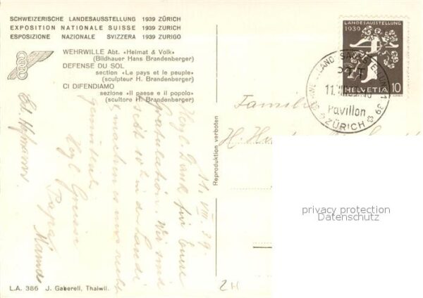 Exposition Zuerich ZH Wehrwille Heimat und Volk – Bild 2