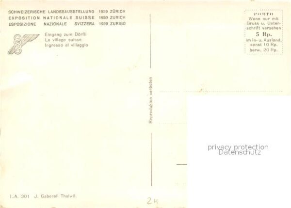 Exposition Zuerich ZH Eingang zum Dörfli – Bild 2