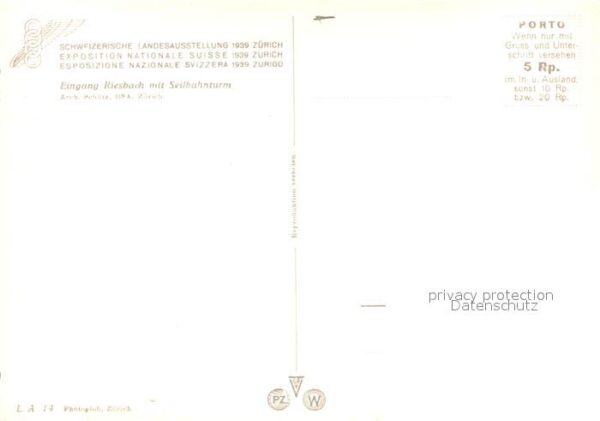 Exposition Zuerich ZH Eingang Riesbach mit Seilbahnturm – Bild 2