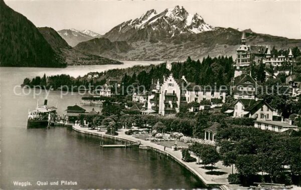 Weggis Vierwaldstaettersee Quai und Pilatus Feldpost