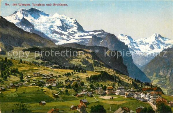 Wengen  BE mit Jungfrau und Breithorn