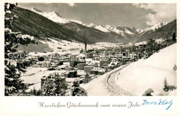 Davos GR Blick von der Höhenpromenade mit Tinzen