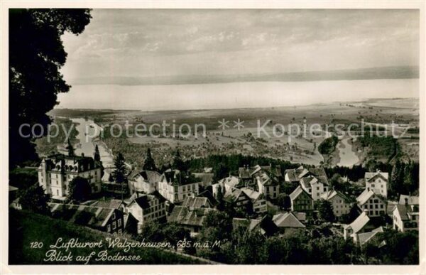 Walzenhausen AR Blick auf Ort und Bodensee