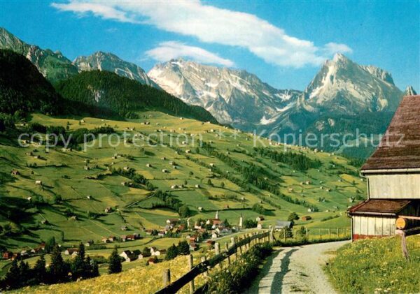 Alt St Johann im Obertoggenburg mit Säntis und Schafb