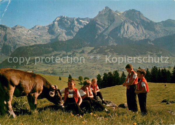 Unterwasser  Toggenburg SG Alp Iltios mit Säntisgruppe Trachtenkin