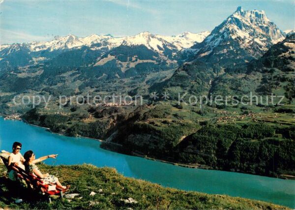 Amden SG Blick von Durchschläge auf Walensee Ker