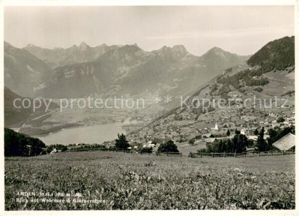 Amden SG Blick auf Walensee und Glarneralpen