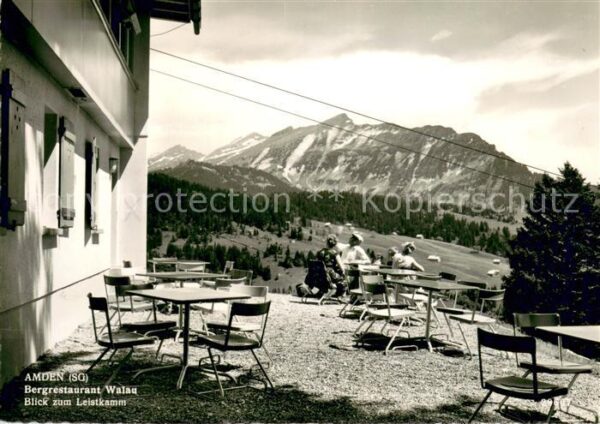 Amden SG Bergrestaurant Walau Blick zum Leistkam