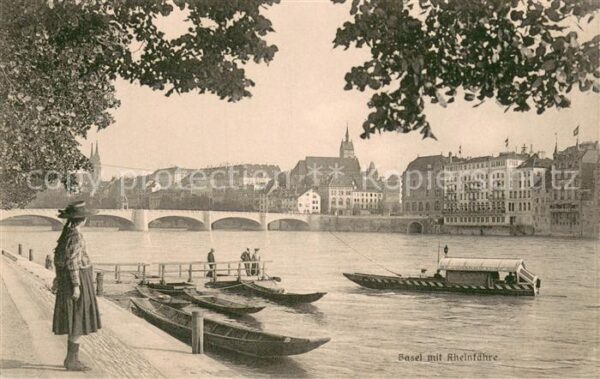 Basel BS Panorama mit Rheinfähre
